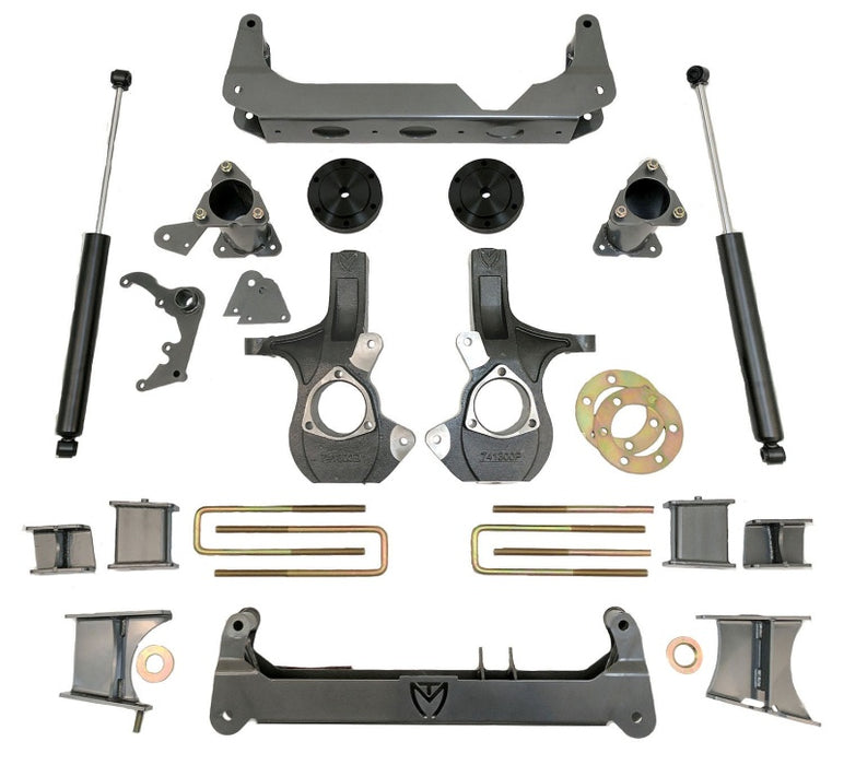 Kit de levage de broche MaxPro 7 po/7 po pour MaxTrac 14-16 GM K1500 4WD avec suspension en acier moulé (sans Magneride)