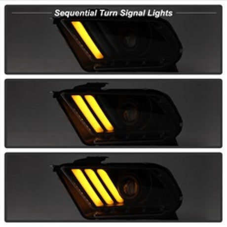 Spyder 10-13 Ford Mustang - Halogène - Phares de projecteur - Signaux LED - Noir (PRO-YD-FM2010V2-BK)