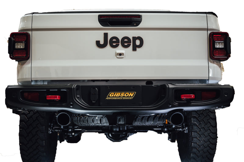 Échappement double à double séparation Cat-Back de 3 po/2,5 po pour Jeep Gladiator JT Rubicon 3,6 L de Gibson 20-22 - Black Elite