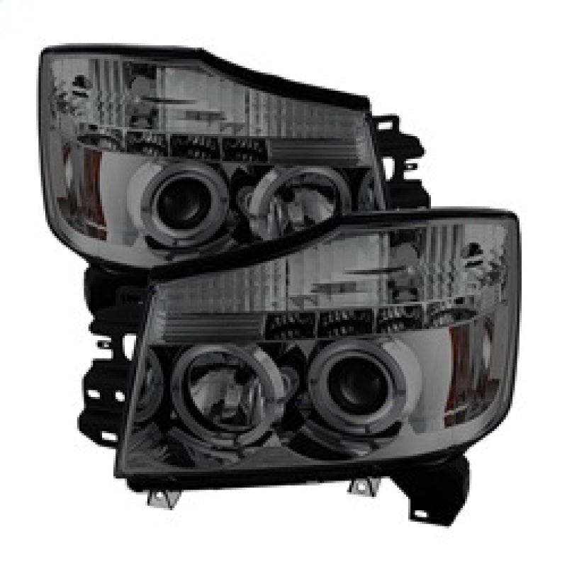 Phares de projecteur LED Spyder Nissan Titan 04-14/Armada 04-07 Halo LED Smke PRO-YD-NTI04-HL-SM