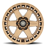 Roue ICON Raider 17x8,5 6x120 0 mm Offset 4,75 pouces BS en laiton satiné