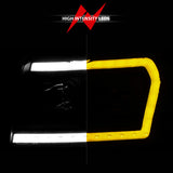 Phares de projecteur ANZO 2005-2007 Jeep Grand Cherokee avec barre lumineuse Switchback boîtier noir