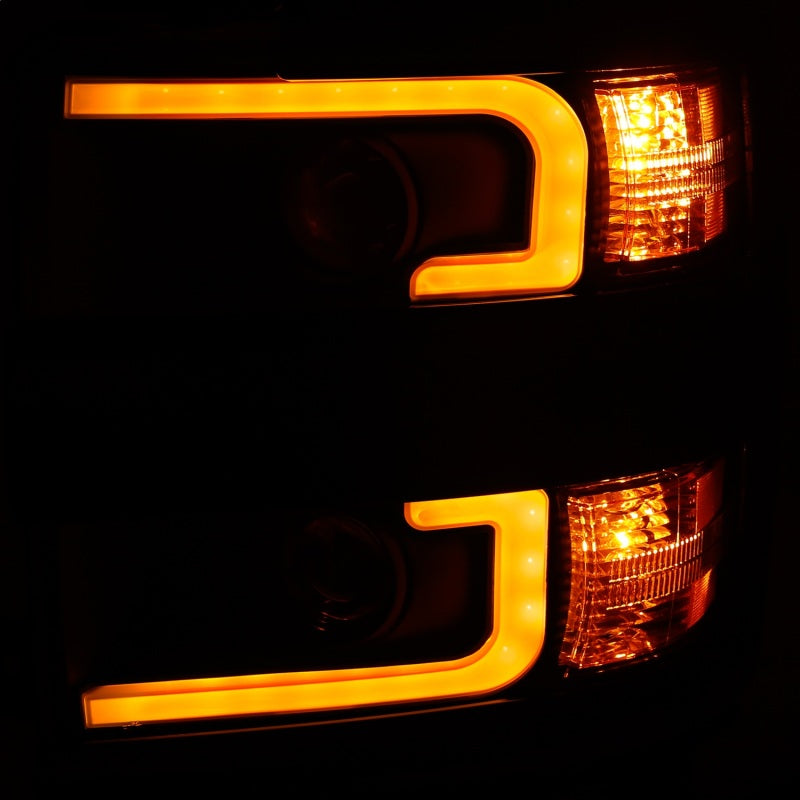 Phares de projecteur ANZO 15-17 Chevrolet Silverado 2500HD / 3500HD Noir avec bordure noire