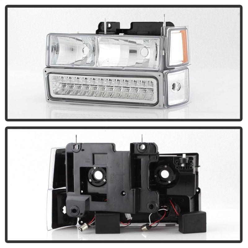 xTune 92-94 Blazer Full Size Corner/LED Bumper Headlights Chrome HD-JH-CCK88-LED-AM-C-SET