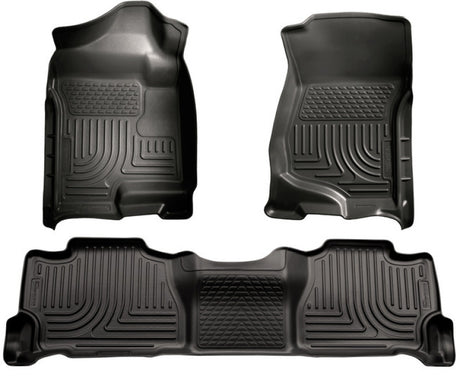 Revêtements de sol avant/2e rangée Husky Liners 07-13 GM Escalade ESV/Avalanche/Suburban WeatherBeater noirs