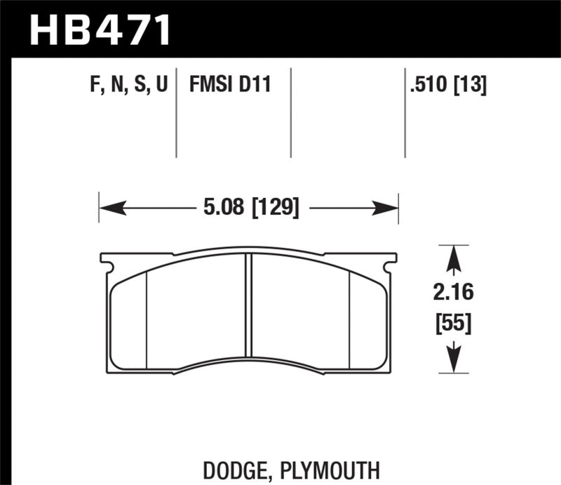 Hawk 66-72 Dodge Dart / 66-69 Pylmouth Barracuda DTC-70 Race Front Brake Pads