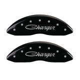 Couvre-étriers MGP 4 gravés avant et arrière Cursive/Charger Finition noire argent ch