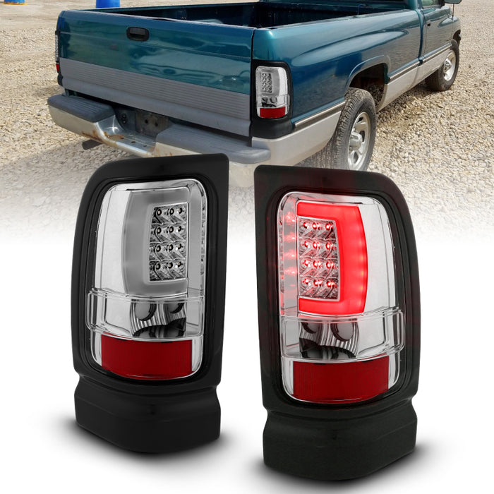 Feux arrière à LED ANZO 1994-2001 Dodge Ram 1500 style planche chromé avec lentille transparente