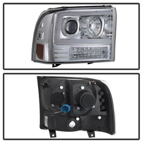 Phares de projecteur à barre lumineuse Spyder 99-04 Ford F-250 Super Duty - Chrome (PRO-YD-FF25099V2-LB-C)