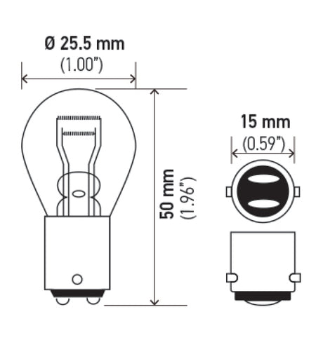 Ampoule Hella 1176 12V 17/8W BA15d S8 - Quantité minimum 10 (211656641)