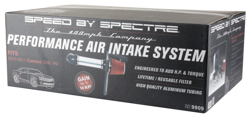 Spectre 10-11 Chevy Camaro V6-3.6L F/I Air Intake Kit - Clear Anodized w/Red Filter