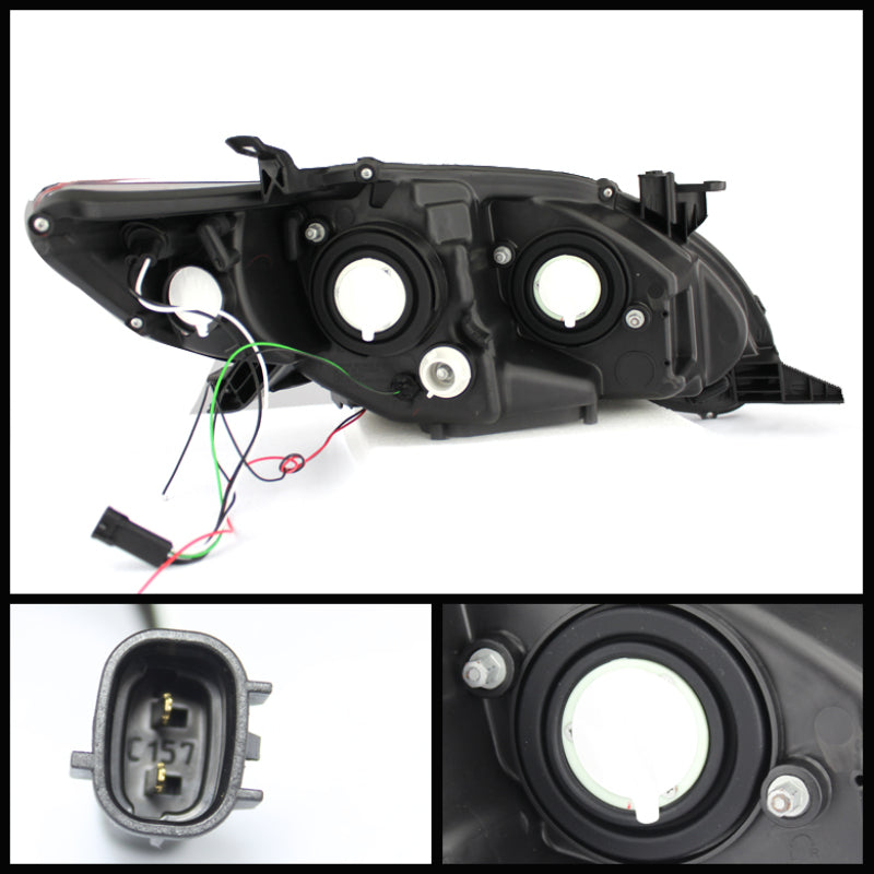 Phares de projecteur Spyder Toyota Corolla 11-13 Modèle halogène uniquement - DRL LED Blk PRO-YD-TC11-DRL-BK