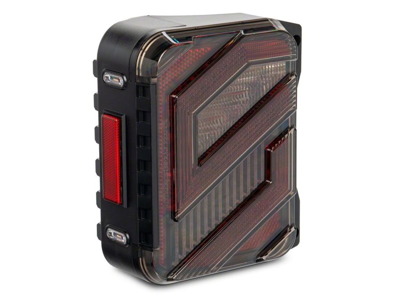 Feux arrière à LED Raxiom 07-18 Jeep Wrangler JK Axial Series Trident - Boîtier noir (lentille transparente)