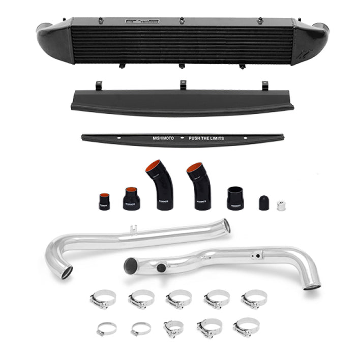 Kit de refroidisseur intermédiaire à montage avant Mishimoto 2014-2016 Ford Fiesta ST 1,6 L (noir) avec tuyaux (argent)