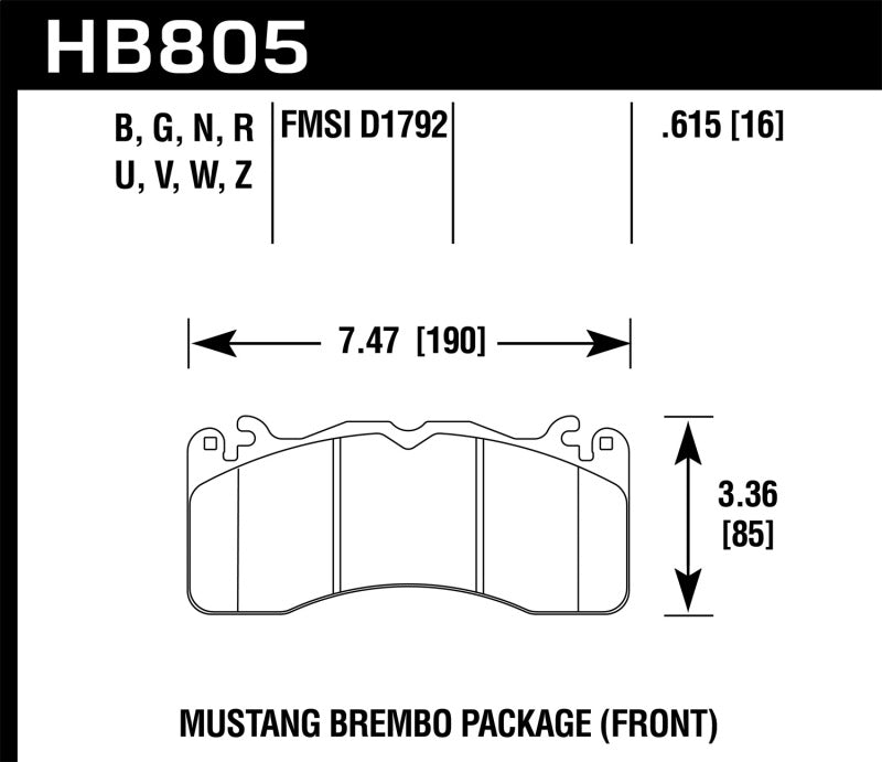 Plaquettes de frein avant Brembo DTC-70 pour Ford Mustang 15-17 Hawk