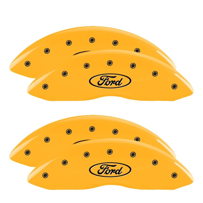 MGP 4 Caliper Covers Engraved F & R Ford Logo Yellow Finish Black Char 2006 Ford F-350 Super Duty