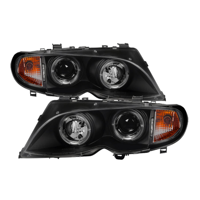 Phares de projecteur Spyder BMW E46 Série 3 02-05 4DR 1 pièce LED Halo Blk PRO-YD-BMWE4602-4D-AM-BK