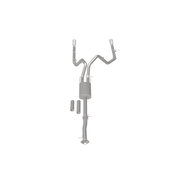 Échappement Cat-Back MagnaFlow en acier inoxydable 2015 Chevy Silverado 2500HD 6,0 L à double sortie arrière divisée 4 po