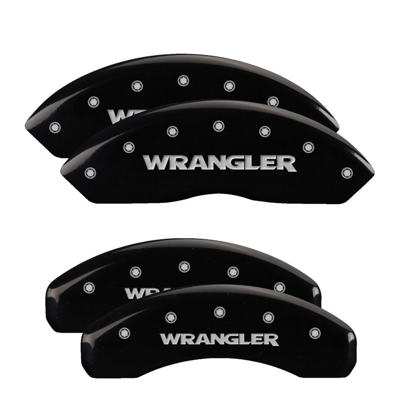 MGP 4 Caliper Covers Engraved Front & Rear WRANGLER Black finish silver ch