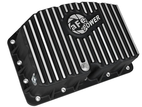 Carter d'huile moteur AFE Pro Series noir avec ailettes usinées ; Ford Powerstroke V8-6,7 L (td) 11-16