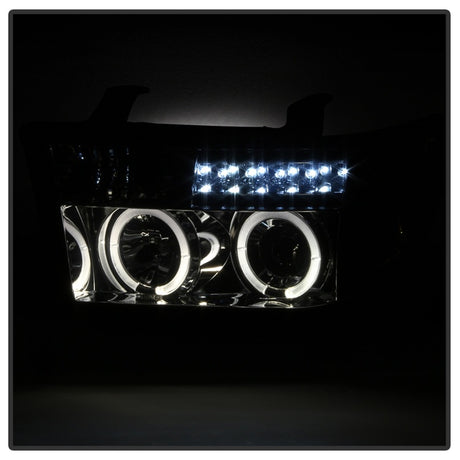 Phares de projecteur Spyder Toyota Tundra 07-13 LED Halo LED Smke PRO-YD-TTU07-HL-SM