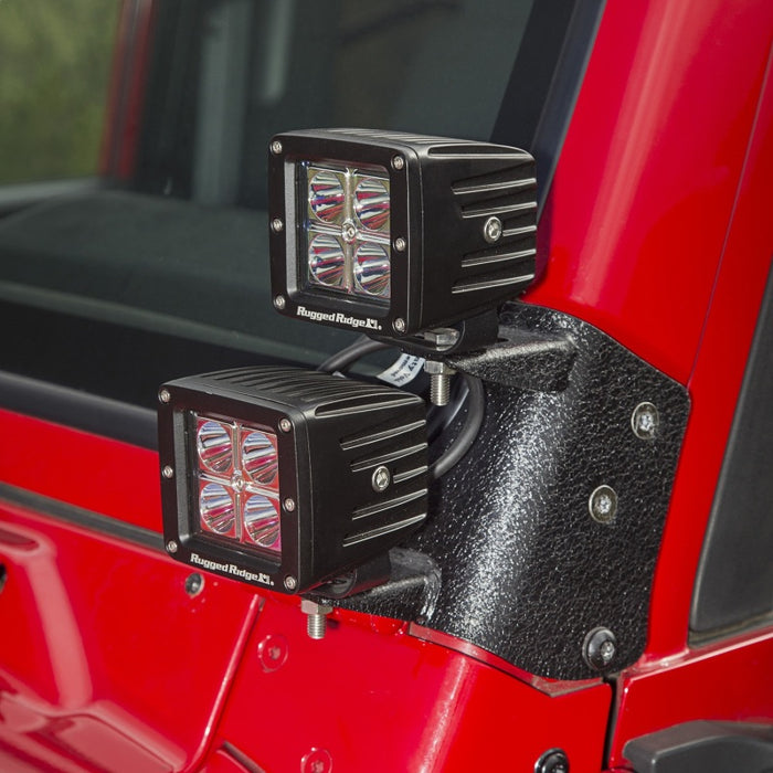 Kit de feux à LED carrés doubles pour montant A de 3 pouces pour Jeep Wrangler TJ/LJ Rugged Ridge 97-06