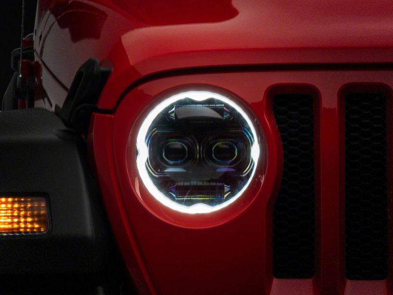 Phares à DEL Angel Eye de 9 po de la série Axial Jeep Wrangler JL de Raxiom 18-23 - Boîtier noir (lentille transparente)