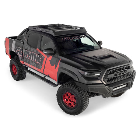 Barres de toit à profil bas Go Rhino 16-23 pour Toyota Tacoma DC Ceros - Tex. Blk