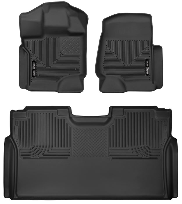 Revêtements de sol Husky Liners 15-23 pour sièges avant et de 2e rangée Ford F-150 SuperCrew Cab X-Act Contour - Noir