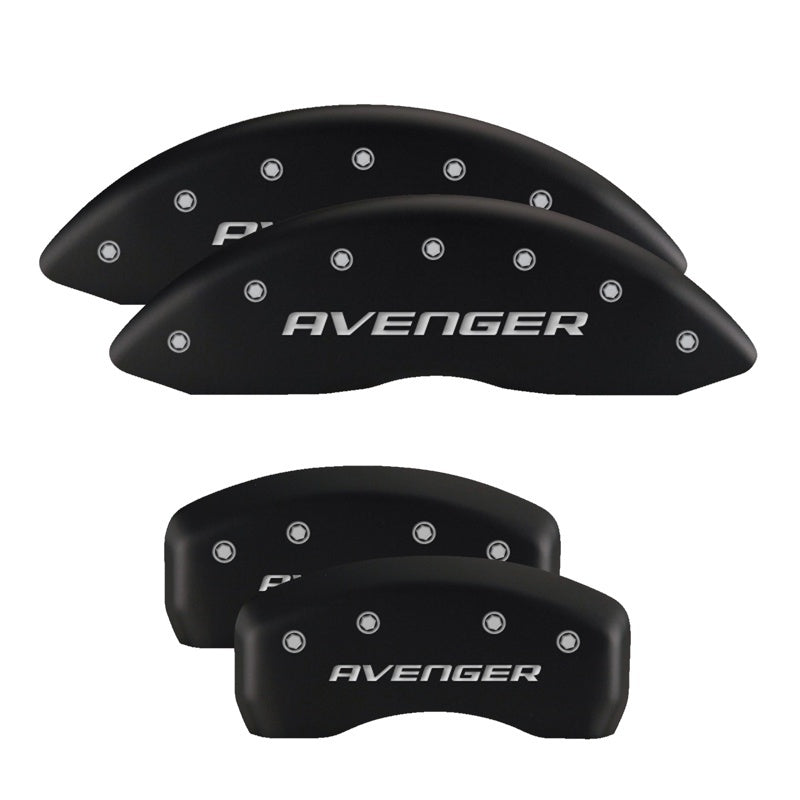 MGP 4 Caliper Covers Engraved Front & Rear With out stripes/Dodge Black finish silver ch