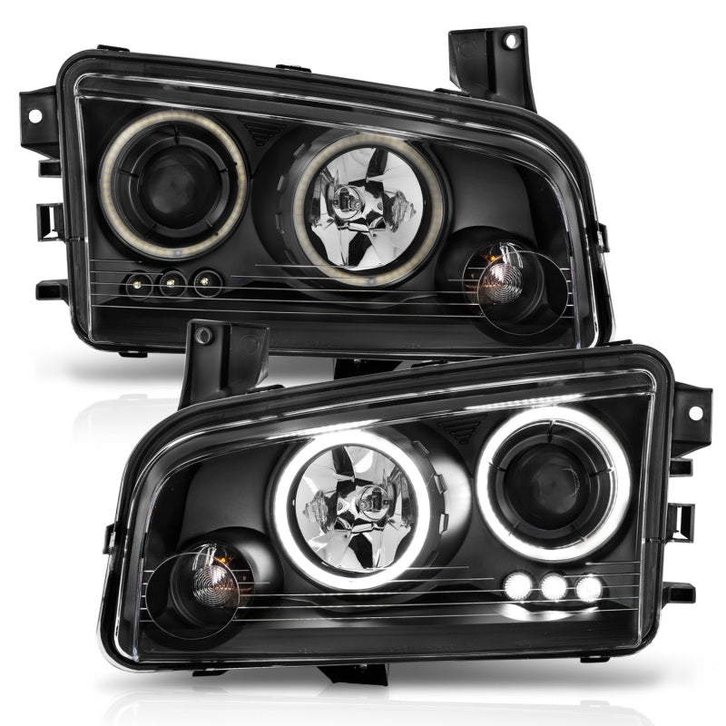 ANZO 2006-2010 Dodge Charger Projector Headlights w/ Halo Chrome (CCFL)