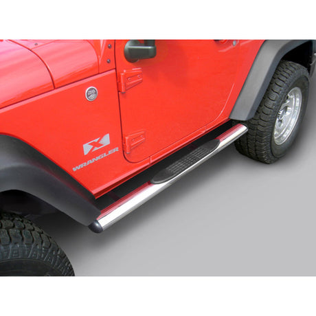 Marchepieds latéraux ovales Rugged Ridge de 4 1/4 po SS 2 portes 07-18 Jeep Wrangler JK
