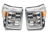 Raxiom 11-16 Ford F-250 Super Duty LED Projector Headlights - Chrome Housing (Clear Lens)