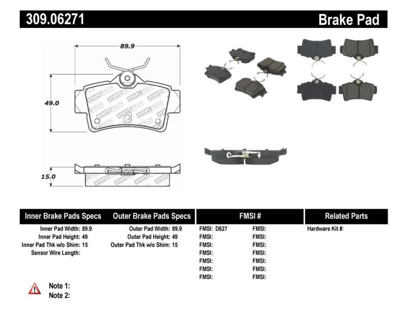 Plaquettes de frein StopTech Performance