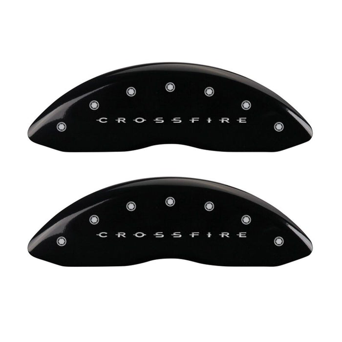 MGP 4 Caliper Covers Engraved Front & Rear Crossfire Black finish silver ch