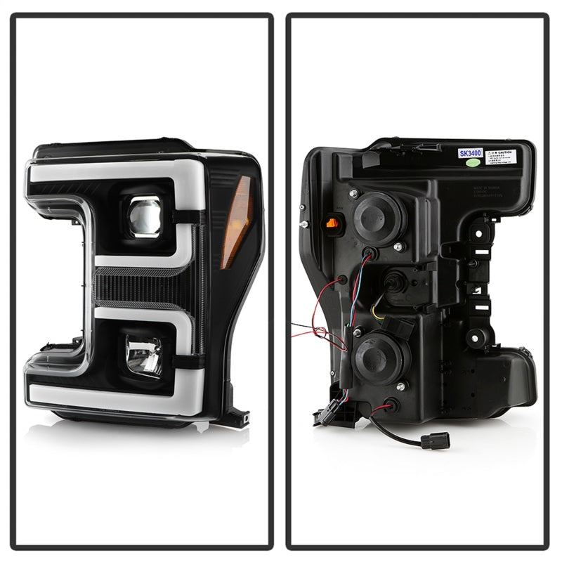 Spyder 17-18 Ford F250/F350/F450 Modèle halogène uniquement - Barre lumineuse blanche - Noir - PRO-YD-FS17HALSI-BK