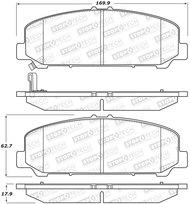 Plaquettes de frein sport StopTech avec cales et matériel - arrière