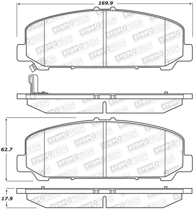 Plaquettes de frein sport StopTech avec cales et matériel - arrière