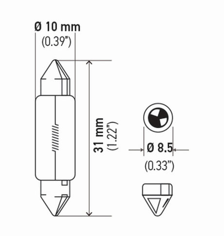 Ampoule Hella 3175 12V 10W Sv858 T325 10X31(2)