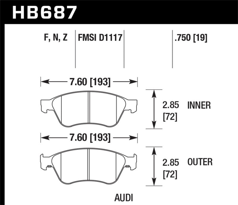 Plaquettes de frein avant pour Audi A8 Quattro 04-10 / S6 07-11 / S8 07-10 / VW Phaeton HPS 04-06