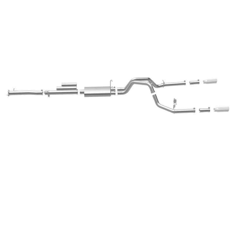 Échappement Cat-Back MagnaFlow en acier inoxydable 2015 Chevy Silverado 2500HD 6,0 L à double sortie arrière divisée 4 po