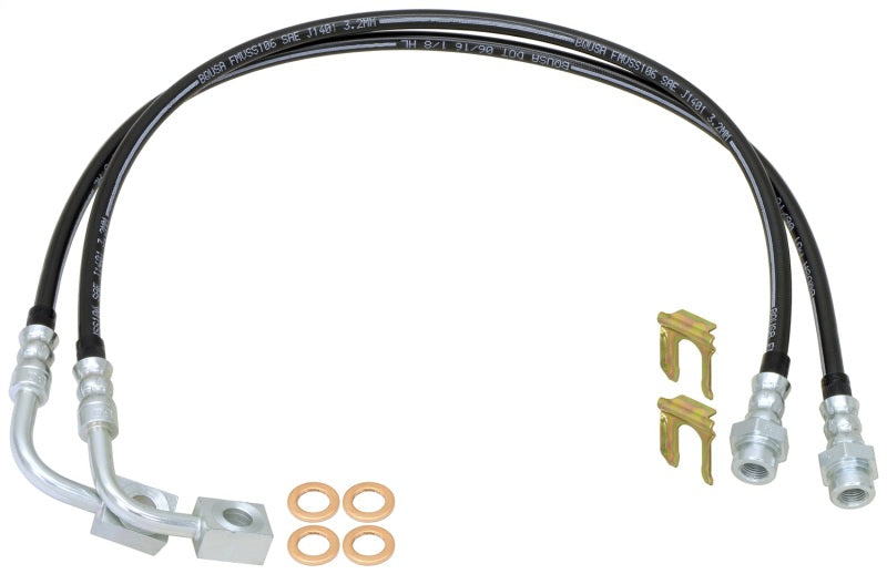 RockJock JK Rear Braided Brake Hose Kit 25.5in Long