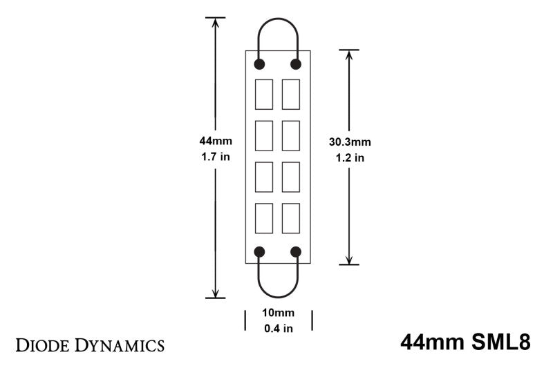 Ampoule LED SML8 44 mm de Diode Dynamics - Rouge (simple)