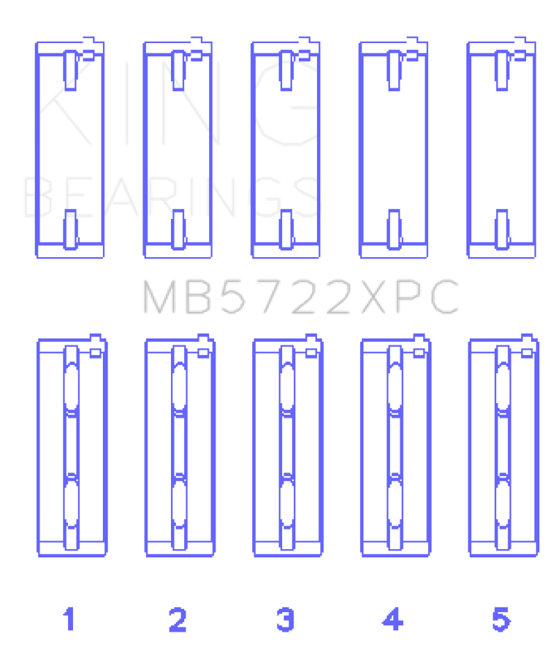 King Mitsubishi 4B11T EVO X 2007+ (Size 0.5) Coated Performance Main Bearing Set