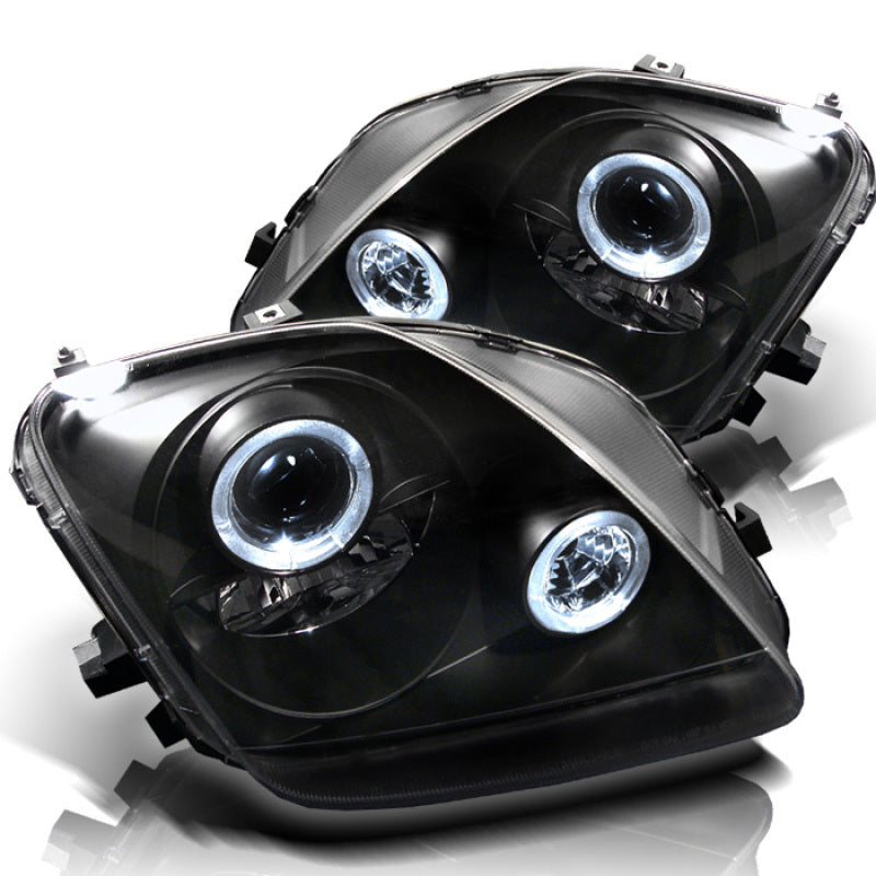 Phares de projecteur Spyder Honda Prelude 97-01 LED Halo Noir Haut H1 Bas H1 PRO-YD-HP97-HL-BK