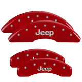 Couvre-étriers MGP 4 gravés avant arrière Logo JEEP gravé finition rouge caractères argentés