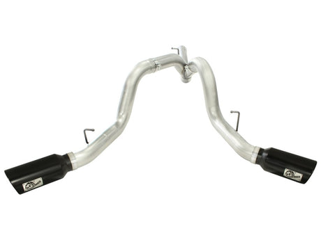 aFe MACHForce XP Exhaust Aluminized Dual Split DPF Back 11-15 GM Diesel Truck V8-6.6L (td) (BLK tip)