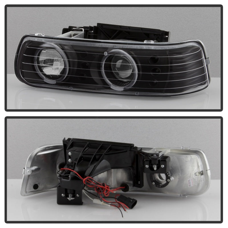 xTune Chevy Silverado 1500/2500 99-02 Bumper Projector Headlights - LED - Black PRO-JH-CSIL99-SET-BK