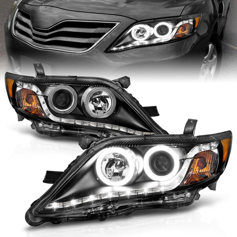 Phares de projecteur ANZO 2010-2011 Toyota Camry avec halo noir (CCFL)