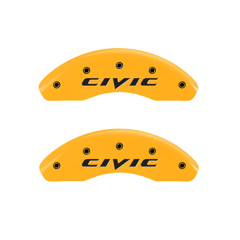 MGP 4 Caliper Covers Engraved Front & Rear Civic Yellow Finish Black Char 2003 Honda Civic